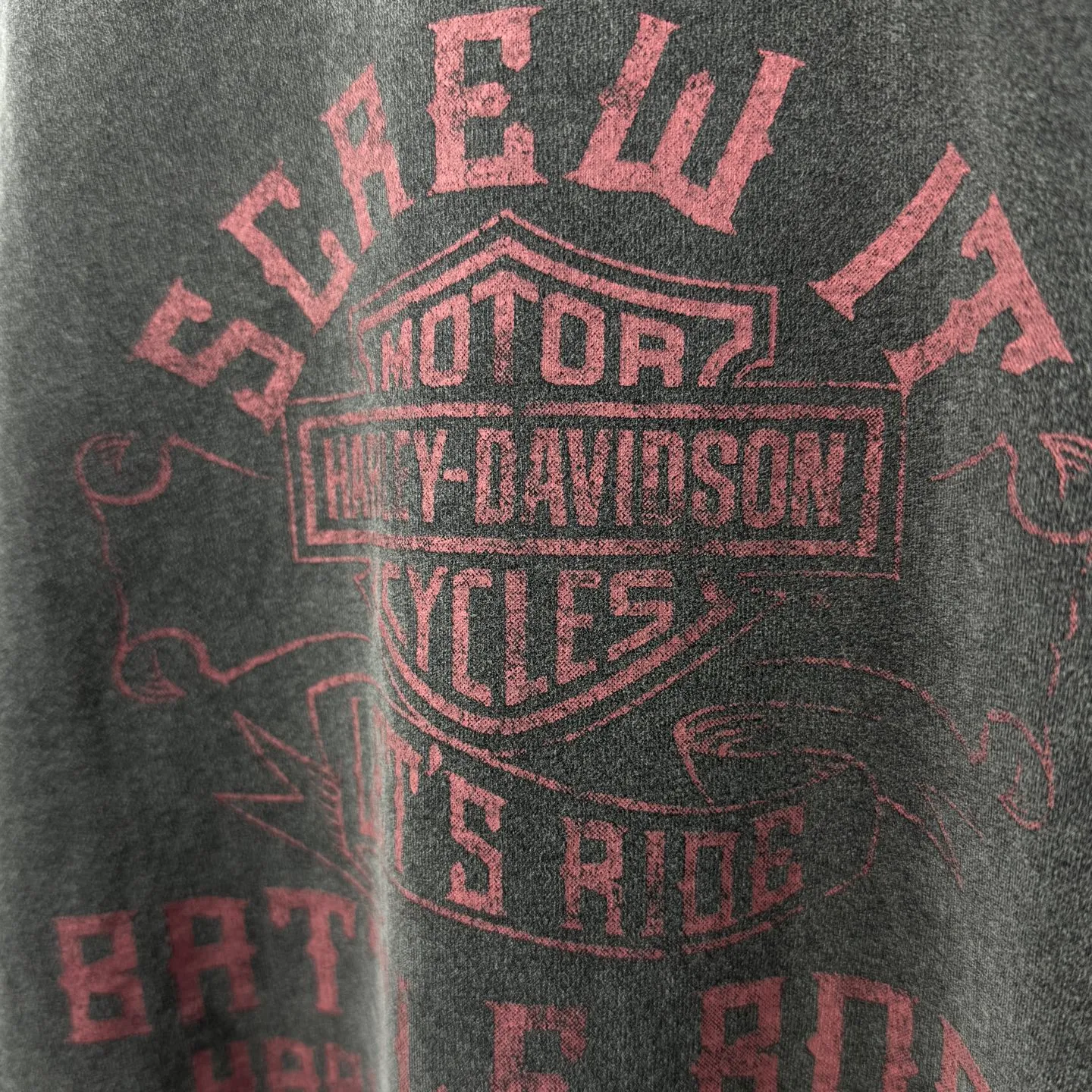 P158 # CTS-37 SAINT “Harley Harley Red Flame Limited Edition” L/S Shirt 25AW Autumn and Winter Heavy Spray Horse Assute Wash Gradient Distressing Multi-position Complex Handmade Destruction Long-sleeved T-shirt Size: S M L XL